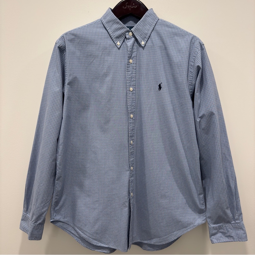 Polo Ralph Lauren Men’s Blue Long Sleeve Shirt Size L 100% Cotton Color Blue